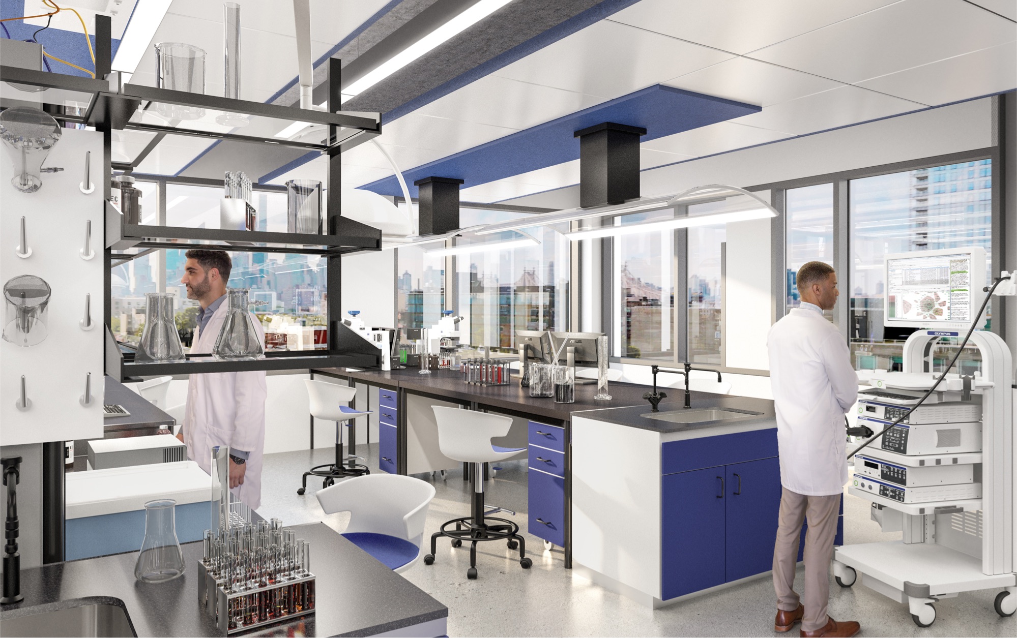 Two male scientists work in state-of-the-art lab space at Innolabs